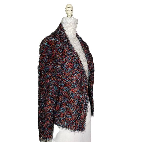 La Fee Verte Open Front Cropped Confetti Stitched Cardigan Women XS Eyelash - Picture 5 of 9